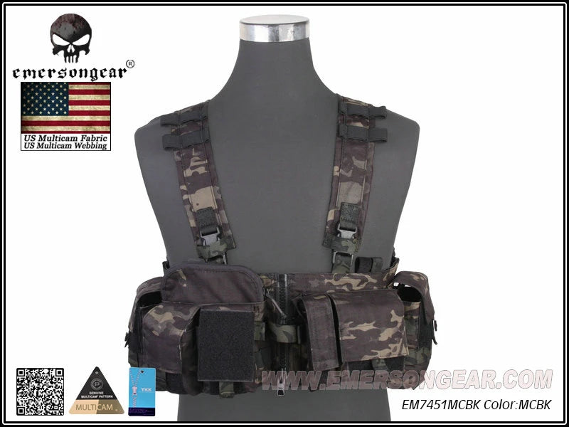 Emersongear Tactical MF Style UW Gen V Split Front Chest Rig Lightweight Detachable W Zipper Buckle Wargame Airsoft EM7451
