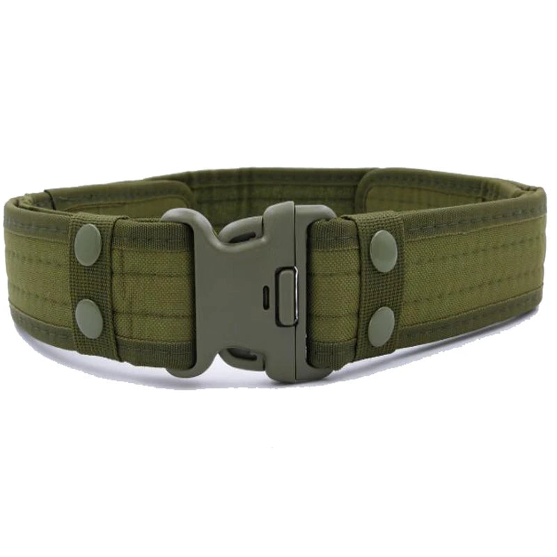Men's Camouflage Canvas Tactical Belt Outdoor Camping Safety Hunting Gear Adjustable Webbing Buckle Style