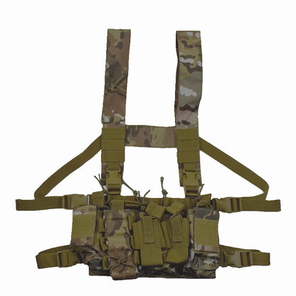 Outdoor Hunting Vest Tactical Triple Open-Top Mag Pouch FAST AK AR M4 FAMAS Mag Pouch With Shaped Suspender Shoulder Strap