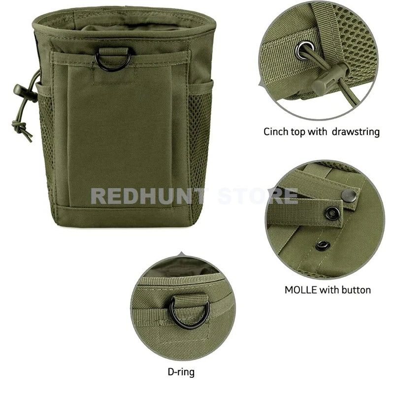 Tactical Molle Drawstring Magazine Dump Pouch Adjustable Utility Belt Fanny Hip Holster Bag Outdoor Ammo Pouch