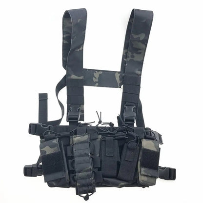Outdoor Hunting Vest Tactical Triple Open-Top Mag Pouch FAST AK AR M4 FAMAS Mag Pouch With Shaped Suspender Shoulder Strap