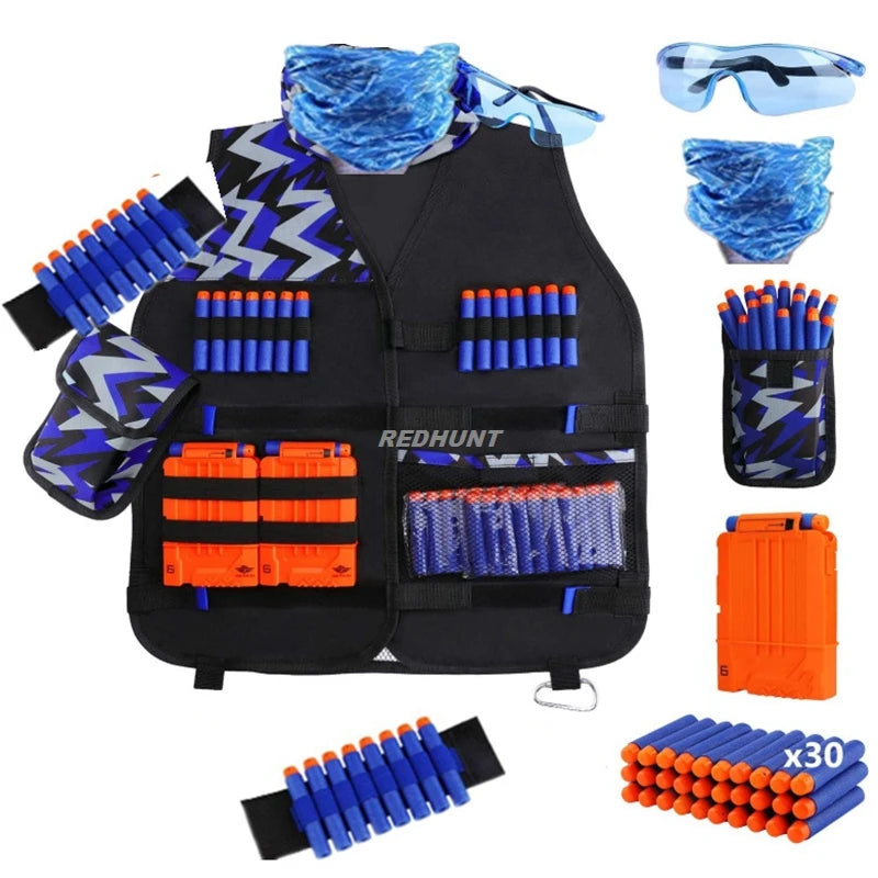 Kids Tactical Vest Kit Boys Girls Hunting Vest Guns N-Strike Elite Series Refill Dart Pouch