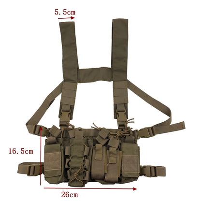 Outdoor Hunting Vest Tactical Triple Open-Top Mag Pouch FAST AK AR M4 FAMAS Mag Pouch With Shaped Suspender Shoulder Strap
