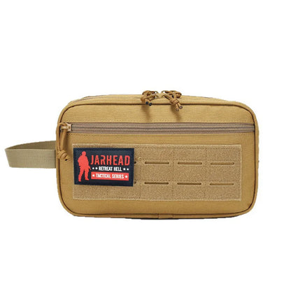 Double Zipper Tactical Toiletry Bag Travel Organizer Pouch MOLLE Hook Loop Morale Patch for Camping Hunting Hiking Daily Carry