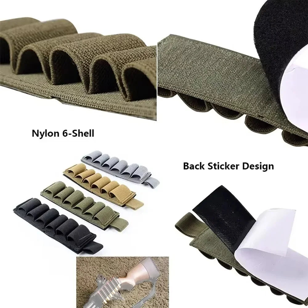 6-Slot Tactical Shotgun Shell Pouch MOLLE Ammo Bag Velcro Nylon Holder for Hunting