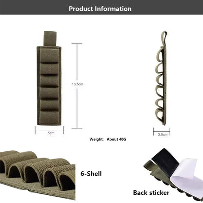 6-Slot Tactical Shotgun Shell Pouch MOLLE Ammo Bag Velcro Nylon Holder for Hunting