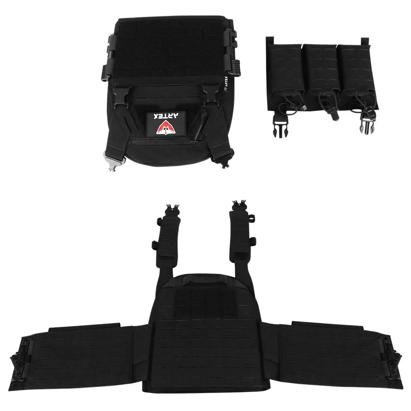 ARTEX Men's Lightweight Tactical Vest Plate Carrier Outdoor Multi-Functional Nylon Laser Cut Quick-Release Molle Airsoft Vest