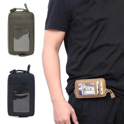 Tactical Waterproof Card Pack Outdoor EDC Pouch Key Purse Wallet Travel Kit Coin Purse With Card Slots Pack Zipper Waist Bag