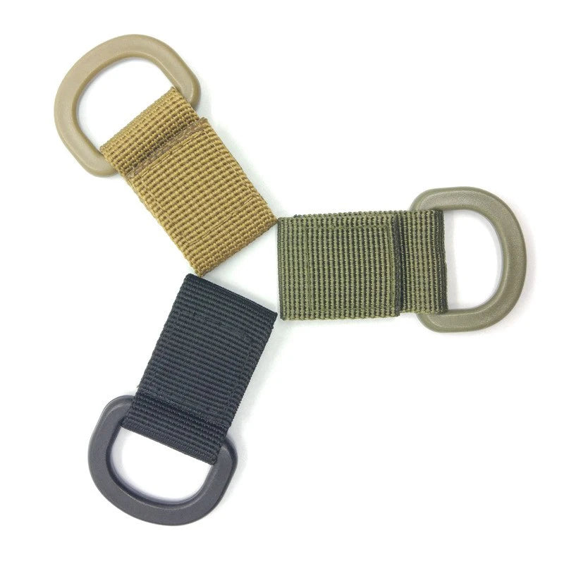 New Tactical Multifunction Nylon Molle Webbing Belt D-Ring Carabiner Magic Tape Hanging Keychain Backpack Hook Molle Buckle