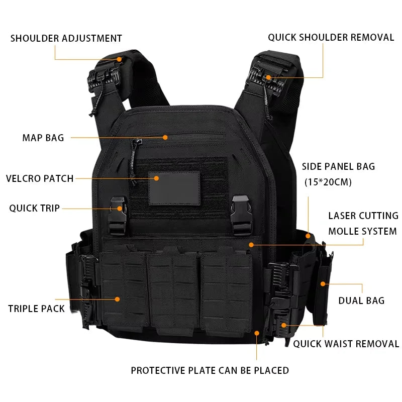 Tactical Vest Outdoor Hunting Plate Carrier Protective Adjustable Vest Airsoft Carrier Combat Equipment