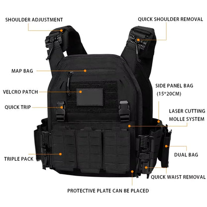 Tactical Vest Outdoor Hunting Plate Carrier Protective Adjustable Vest Airsoft Carrier Combat Equipment