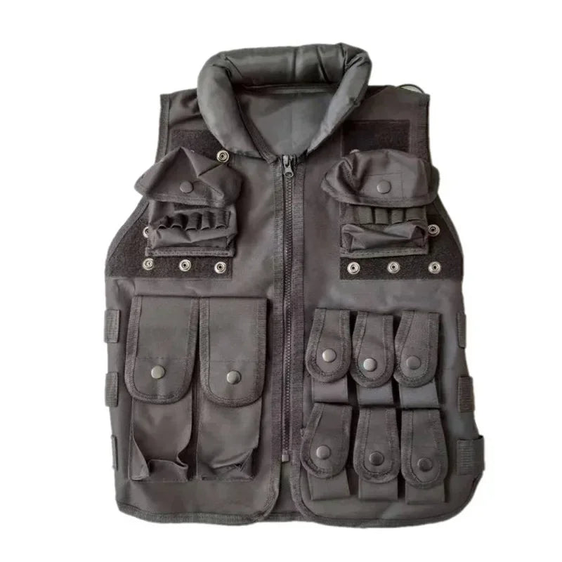 Tactical Molle Adult Kids Vest POLICE Military Law Enforcement SWAT Vests Combat Armor Men's Jacket CS Equipment-Black Uniform