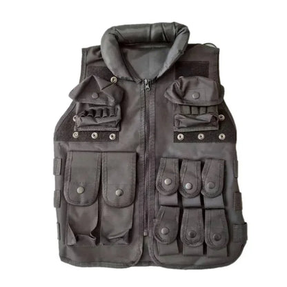 Tactical Molle Adult Kids Vest POLICE Military Law Enforcement SWAT Vests Combat Armor Men's Jacket CS Equipment-Black Uniform