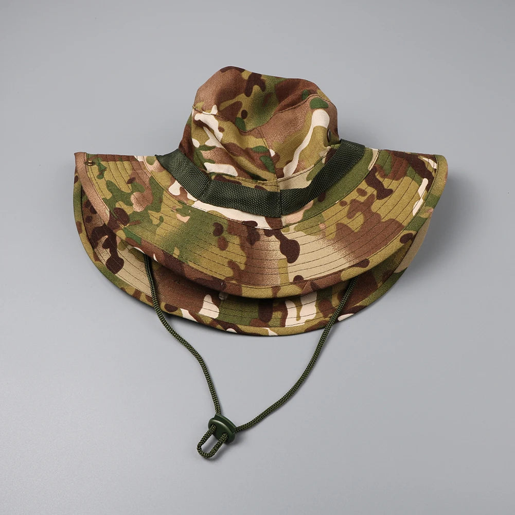 Camouflage Boonie Hat Tactical Bucket Hats Panama Summer Cap Hunting Hiking Outdoor Camo Sun Caps Men