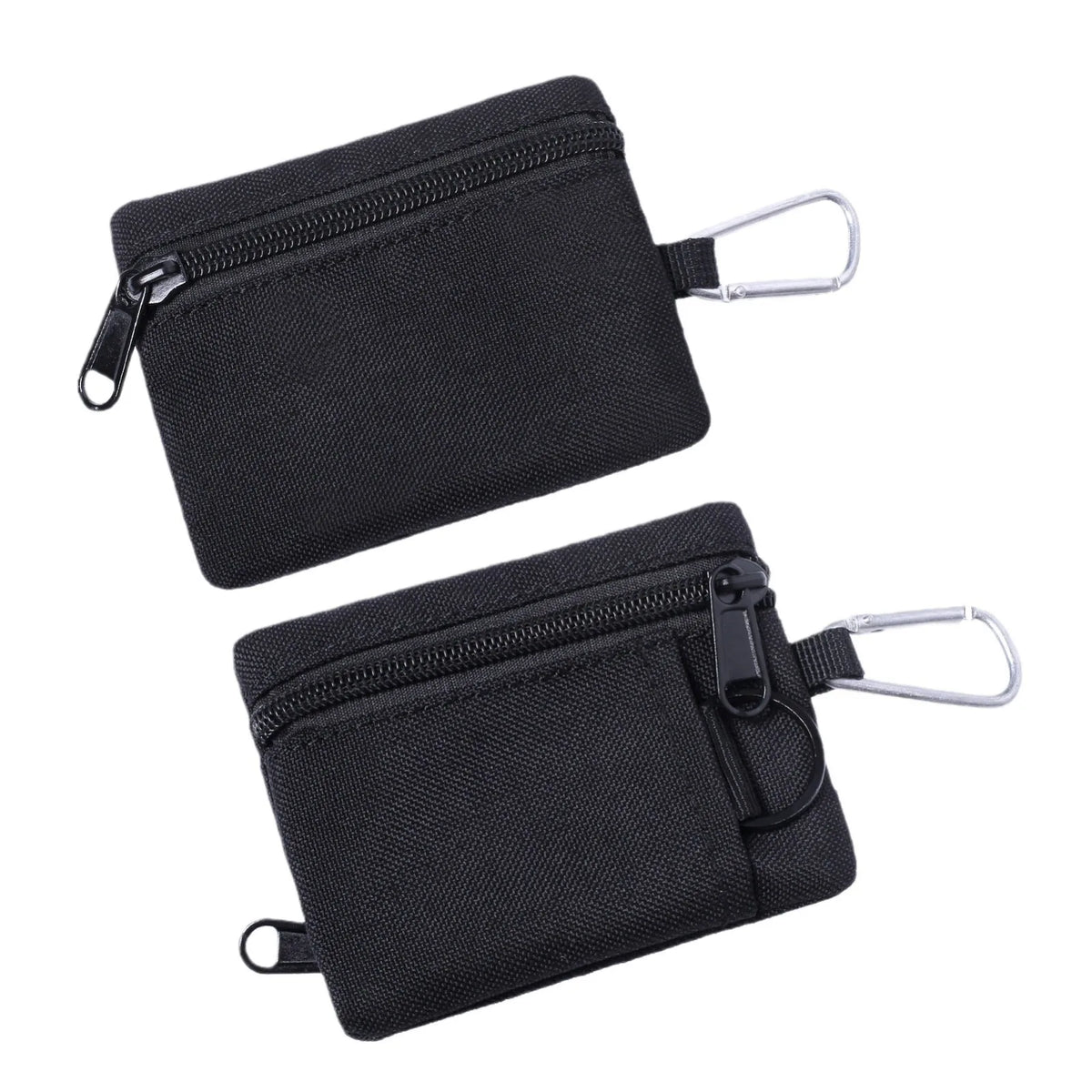 Mini Tactical Pouch EDC Organizer Bag 600D Nylon Coin Purse Key Card Holder with Carabiner for Camping Hiking Outdoor Daily Use
