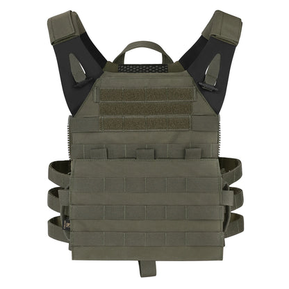 KRYDEX Tactical MOLLE Vest 500D Nylon JPC 2 Jumper Plate Carrier with Front Flap Panel Hunting Paintball Plate Carrier