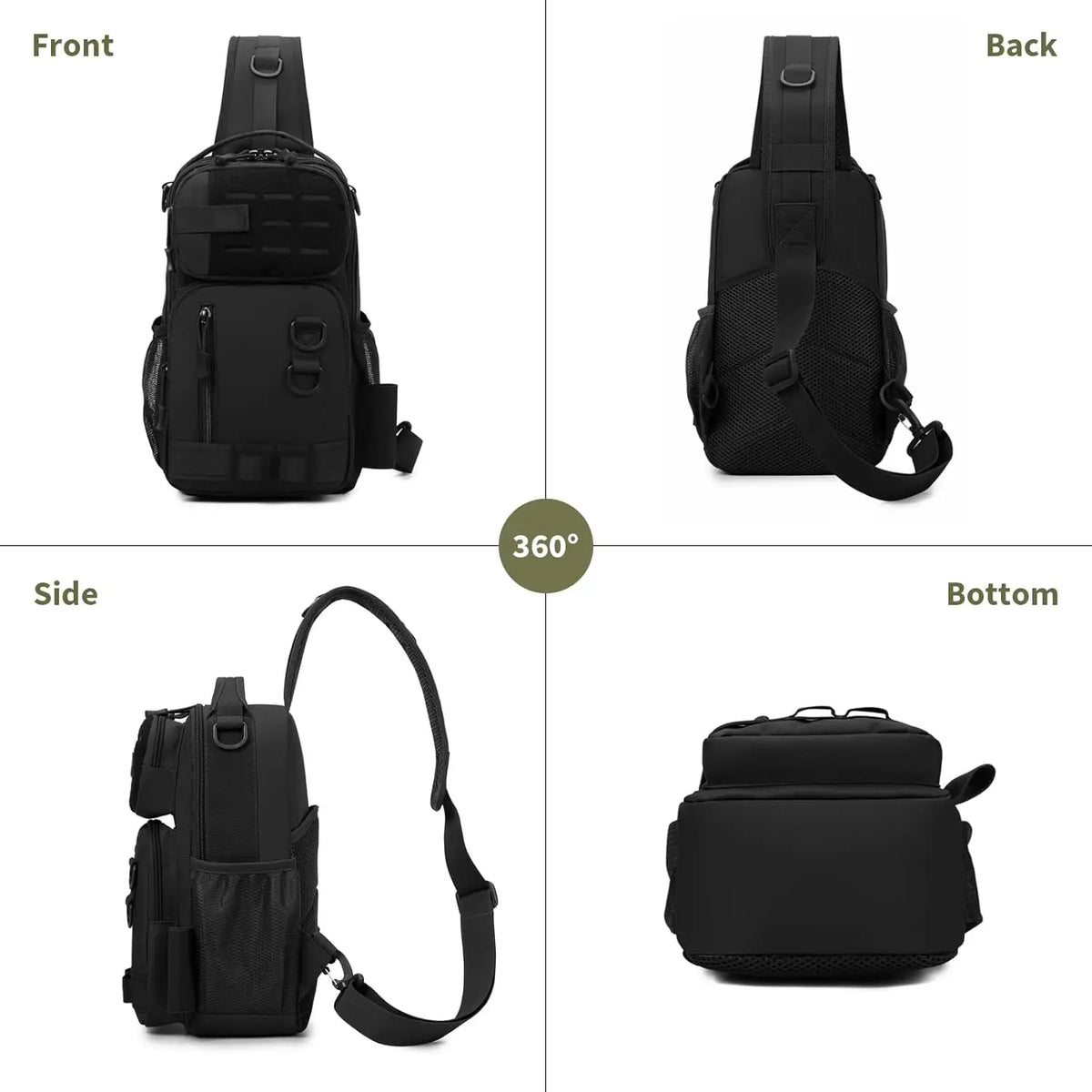 Tactical Shoulder Pistol Bag Concealed Carry Gun Bag Sling Backpack Chest Pack Molle Utility EDC Admin Pouch for Hunting