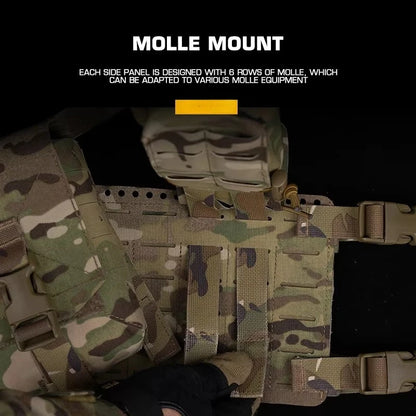 Tactical Alpha Chest Rig with SS Style Expansion Pouch Quick Release 34 Split Chassis Cut Molle Mount Magazine Airsoft Equipment
