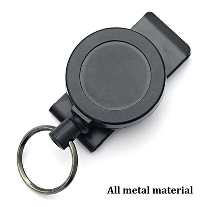 1PC Outdoor Climbing-Style ID Lanyard with Snap Hook, 360° Rotating Design, Black Steel Cable Retractable Lanyard