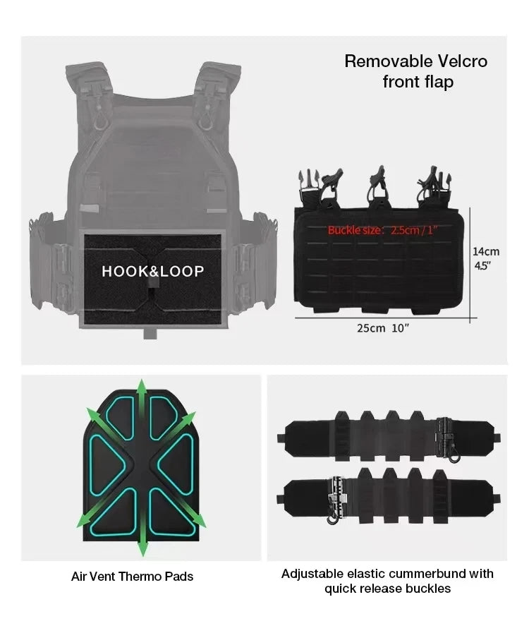 YAKEDA Tactical Vest Outdoor Hunting Plate Carrier Protective Adjustable Vest Airsoft Carrier Combat Equipment 6094 Vest