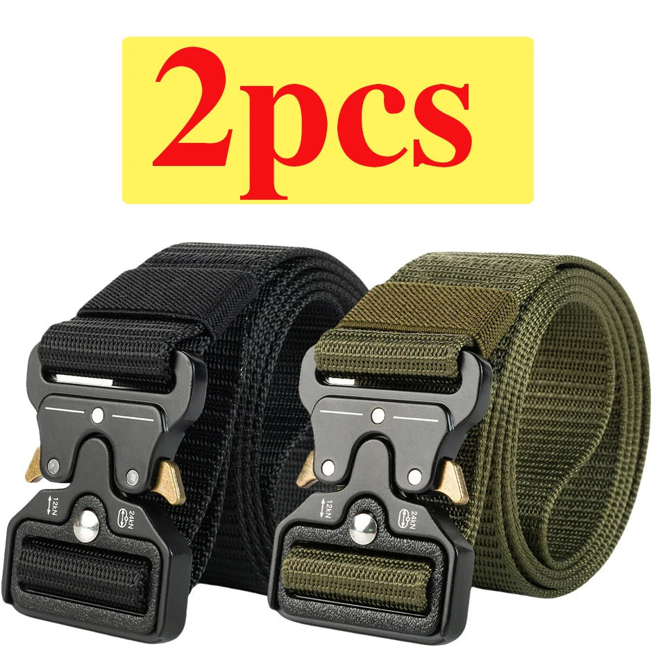 Two-Pack Quick-Release Symmetrical Buckle Tactical Belt; Outdoor Sports Exercise Training Hunting Nylon Canvas Belt