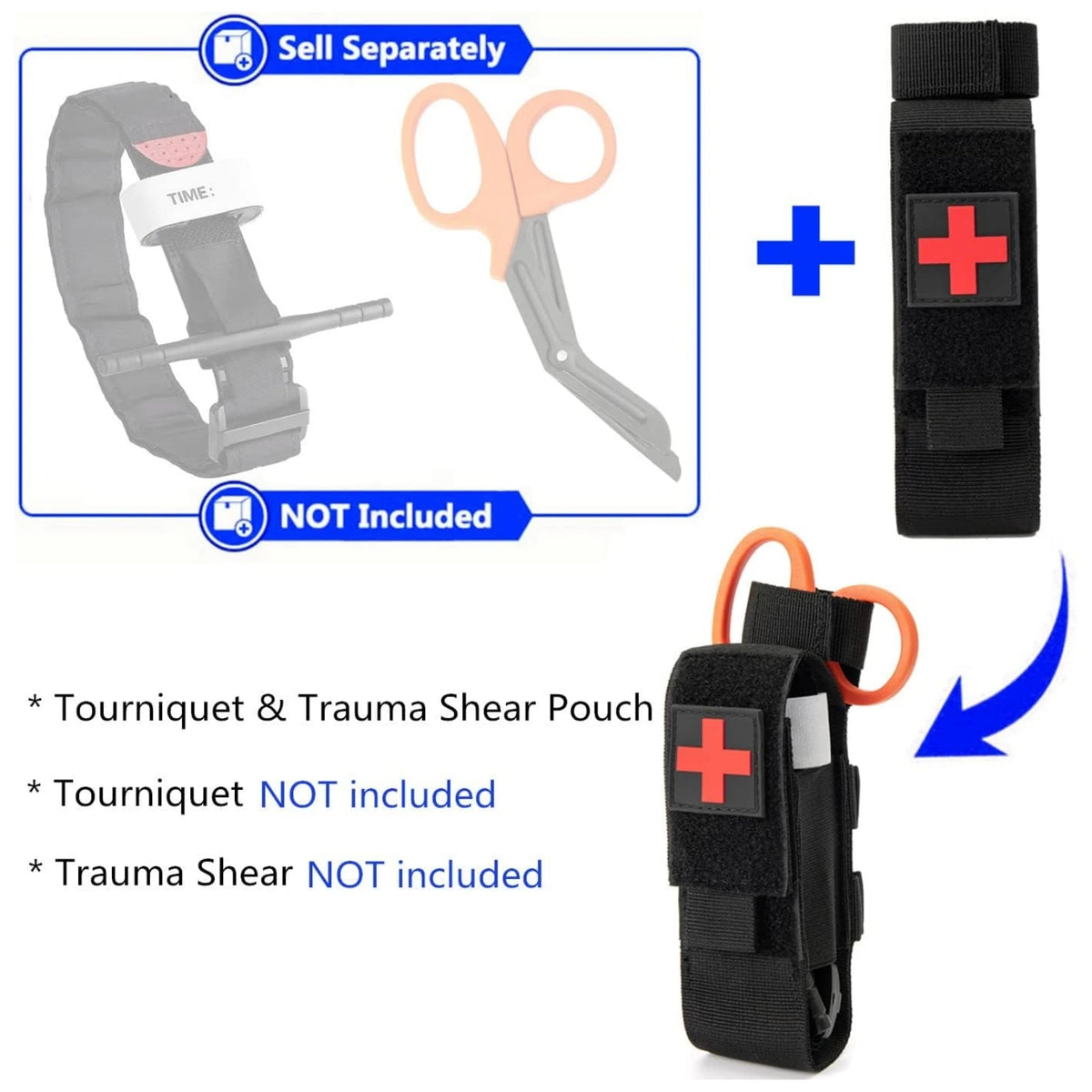 Tactical Molle Tourniquet Holder, Portable TQ Military First Aid Equipment Case & Trauma Medical Shear Pouch