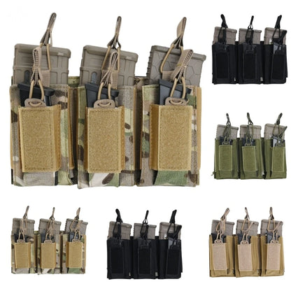 2 Layer MOLLE Tactical Magazine Holder Single Triple Mag Cartridge Pouch For AK M4 M14 M16 AR Outdoor Shooting Hunting Gear