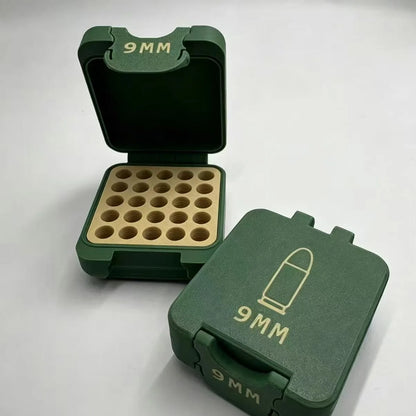 Mini Ammo Storage Box Empty Bullet Case 1Pc Compact Desktop Organizer Collectible Gift For 9mm .22WMR Shooting Enthusiasts
