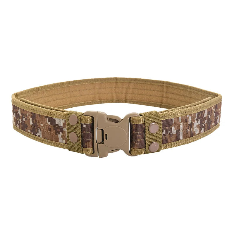 New Style Men's Quick-Release Tactical Belt - Outdoor Camouflage Nylon Wide Waist Belt for Mountaineering, Hiking, Work, Fishing