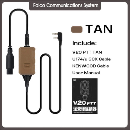 FCS-TACTICAL V20 PTT Single Communication Channels for AMP Headset and PRC148 152 Radios