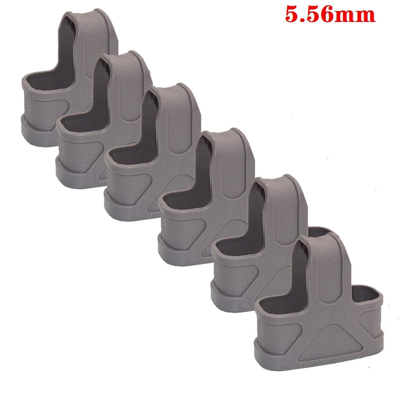 6PCS 7.62/5.56/9mm Fast Magazine Rubber Holster for M4 M16 AR15 AK GL 17 M9 Mag Pouch Sleeve Rubber Slip Cover Hunting Gear