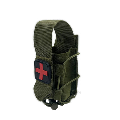 MOLLE Tourniquet Holder IFAK TQ Holder Tactical Medical Pouch Holster First Aid Kit Cross Patch/Bungee Cord EMT EMS