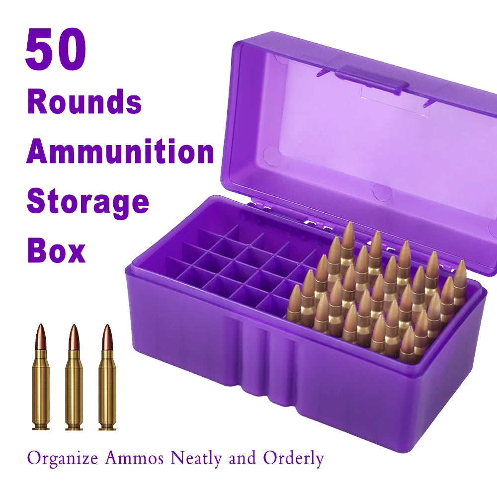 Hunting Bullets Box 7.62x39/.223/9mm 50 Rounds Ammunition Case for Cartridges Storage Ammo Holder Outdoor Shooting Accessories