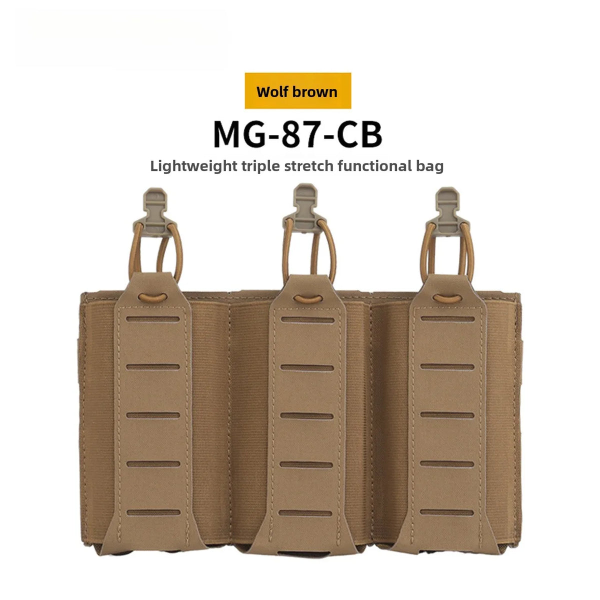 Portable Dual Use Mag Pouch Elastic Triple Holder Fit 5.56 7.62 MOLLE Front Panel Tactical Vest Magazine Storage Bag