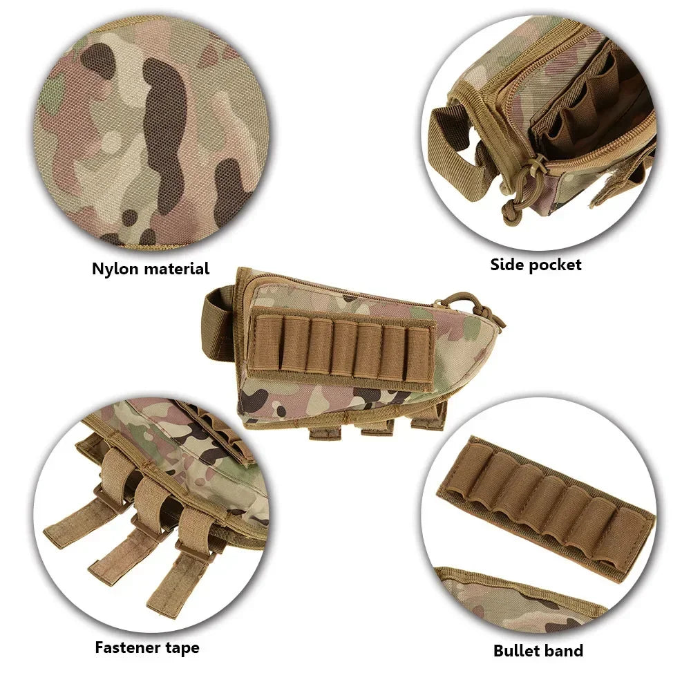 Tactical Muti-functional Hunting Zipper Rifle Buttstock Pack Bag Cheek Pad Rest Shell Mag Ammo Pouch Pocket Magazine Bandolier