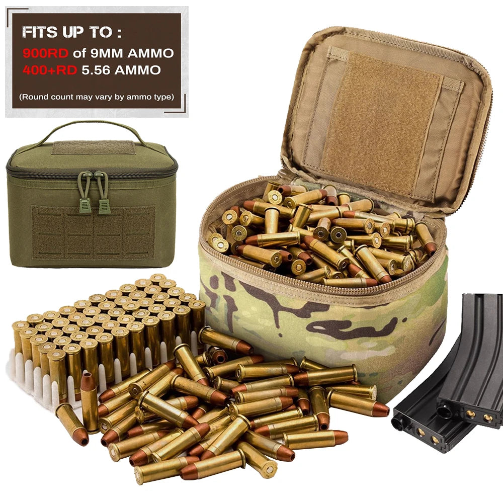 Rifle Cartridge Bag Tactical Pistol Ammo Pouches Bullet Storage Case Hunting Shotgun Ammunition Carrier Case EDC Tools Handbag