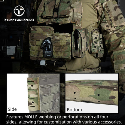 TOPTACPRO Tactical Front Panel Multifunctional Chest Rig Front Panel Laser Cut G Hook Buckles MOLLE Front Pouch 8539