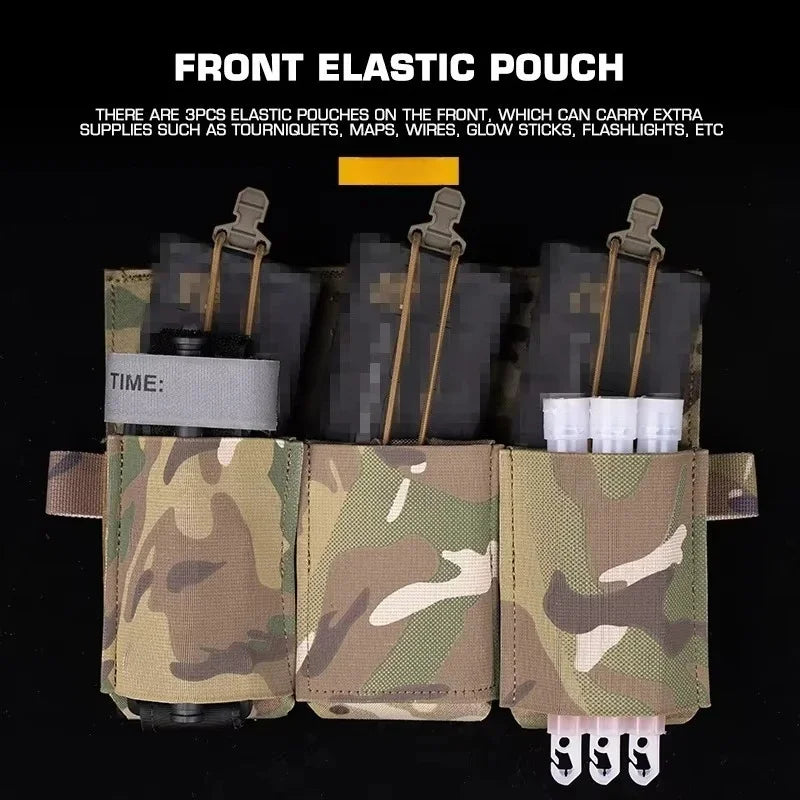 Multipurpose Triple Rifle Mag Pouch 5.56 7.62 For M4 AR15 CRYE Plate Carrier Front Panel Vest Outdoor Field Airsoft Hunting