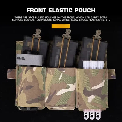 Multipurpose Triple Rifle Mag Pouch 5.56 7.62 For M4 AR15 CRYE Plate Carrier Front Panel Vest Outdoor Field Airsoft Hunting
