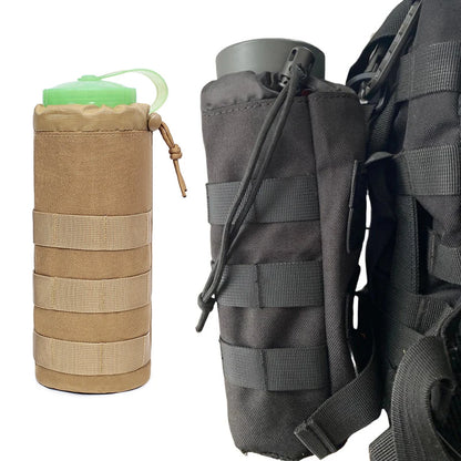 Tactical Molle Water Bottle Bag Outdoor Hiking Camping Drawstring Holder Multifunction Bottle Storage Pouch Pocket
