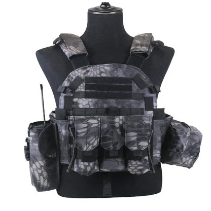 6094 Camouflage Plate Carrier Vest Multi-Functional Tactical Hunting Vest Adjustable Men Combat Equipment for Outdoor Cycling