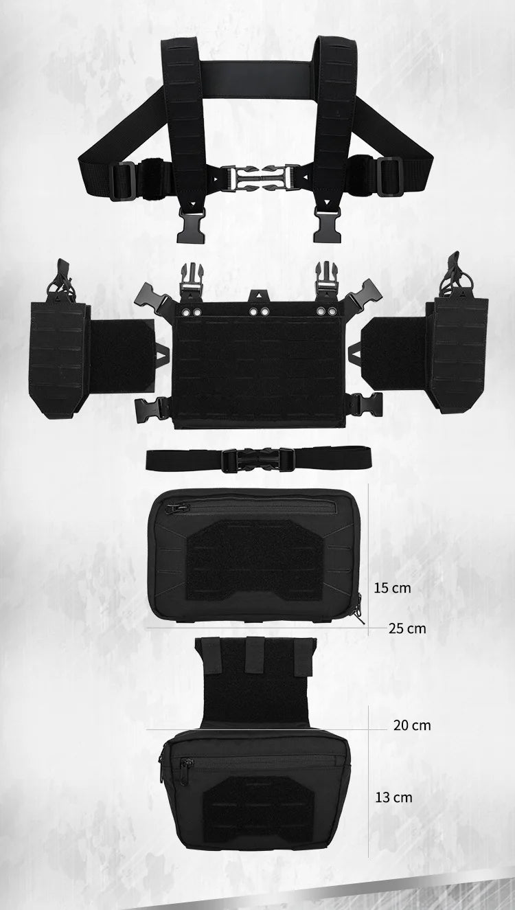 YAKEDA Camo Molle Chest Rig Fight Chassis Placard Laser Detachable Hook Loop Airsoft Magazine Pouch Tactical Plate Carrier Vest