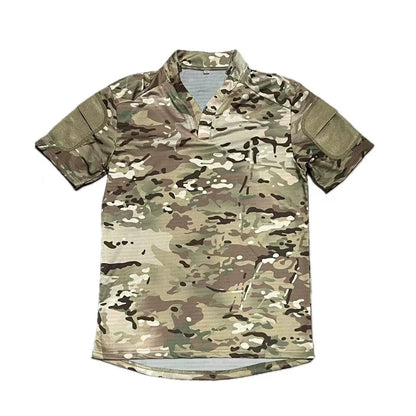 Tactical  Summer Outdoor Quick Dry Tactical Combat T-shirt Short Sleeve V-Neck Training Top for Men