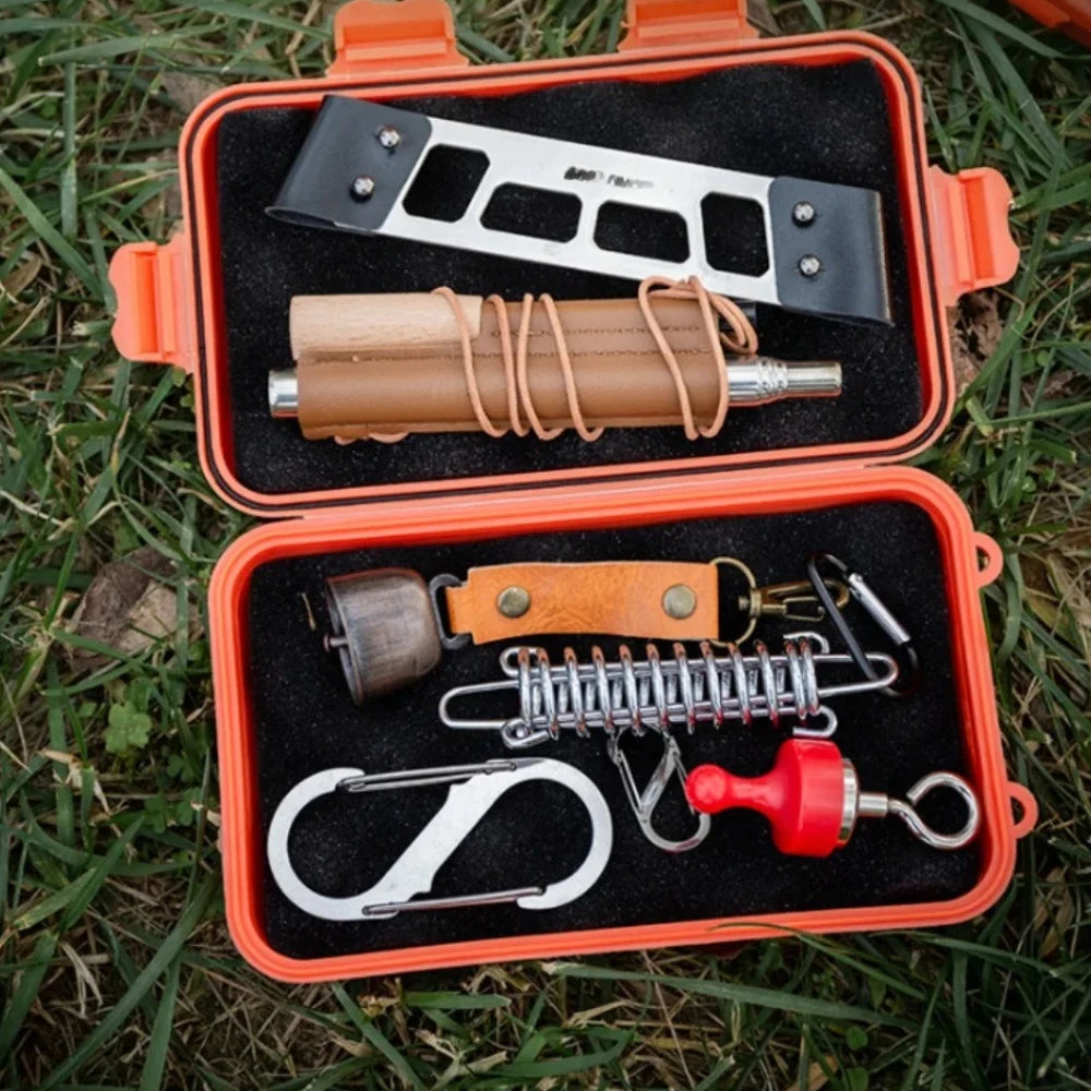 1PC Small EDC toolbox, outdoor camping survival kit, shockproof and waterproof water tank,outdoor survival storage box