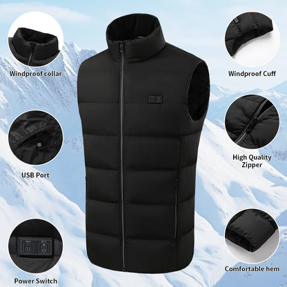 Electric Heated Vest 21 Heating Areas Full Body Warm USB Power Bank 3 Levels Windproof  Winter Motorcycle Skiing Coat Men Women