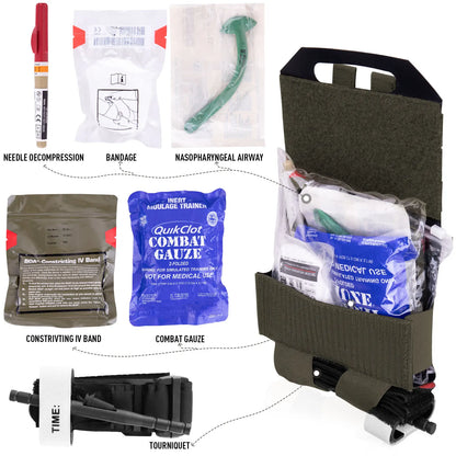 KRYDEX Micro IFAK Tactical Medical Pouch MOLLE First Aid Trauma Kit Belt Medic Bag Outdoor Camping Hunting Survival EMT Bag