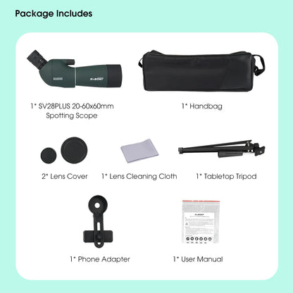 Svbony SV28plus 50/60/70mm Spotting Scope Powerful Zoom Telescope Long Range PORRO Prism Suit Archery Target Shooting Camping