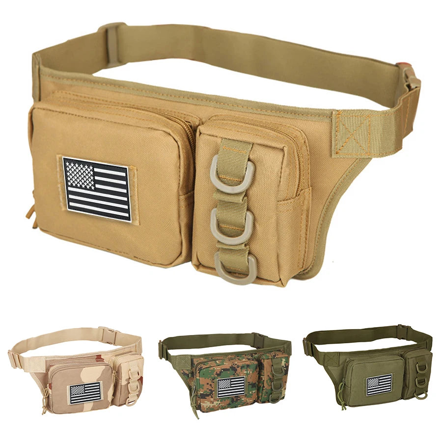 Multifunctional Waist Bag   Outdoor-grade High-Density Wear-Resistant Fabric   D-ring for Mounting   Hidden Zippered Pocket