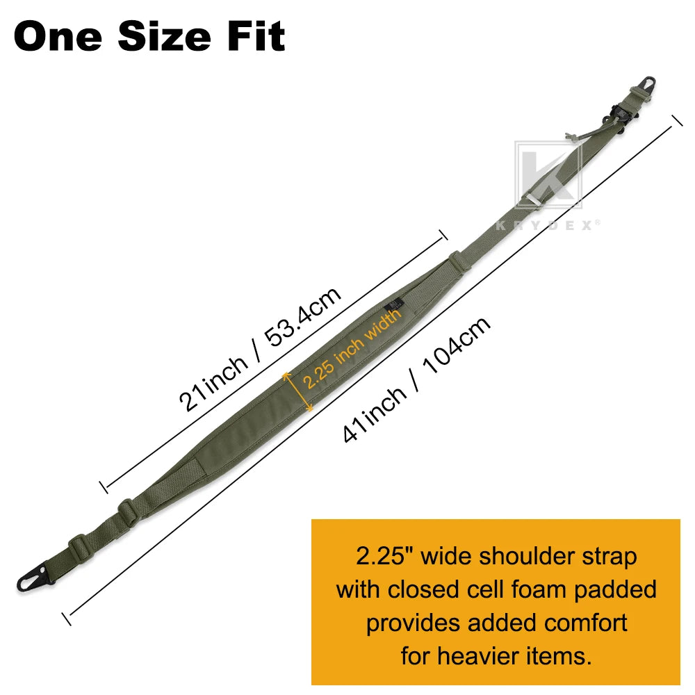KRYDEX Tactical Modular Sling 2 or 1 Point Shoulder Strap 2.25'' Padded Quick Pull R-ifle Slingster Belt Hunting Accessories