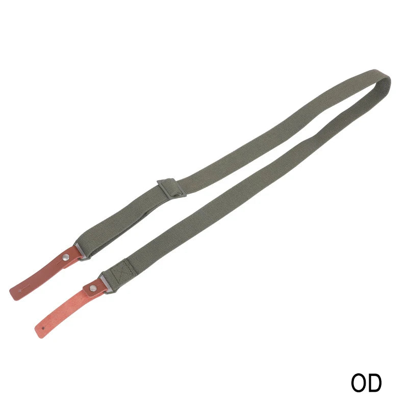 Tactical Rifle Sling Canvas Leather AK47 AK74 Sling Adjustable Gun Strap with Leather Ends for Hunting Shooting